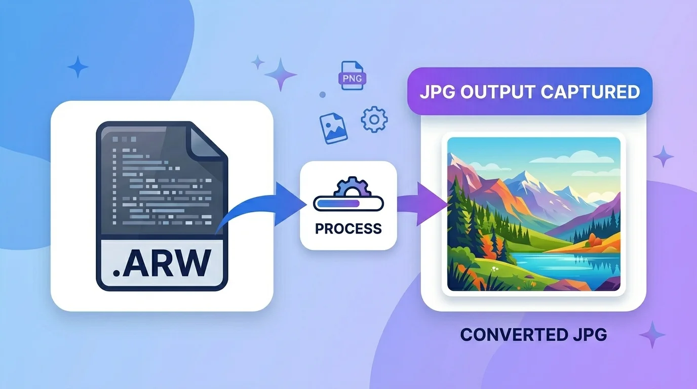 ARW to JPG converter turning a Sony RAW file into a JPG