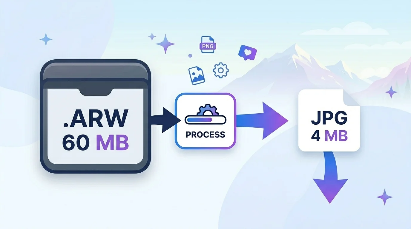 ARW to JPG converter reducing a Sony RAW file size