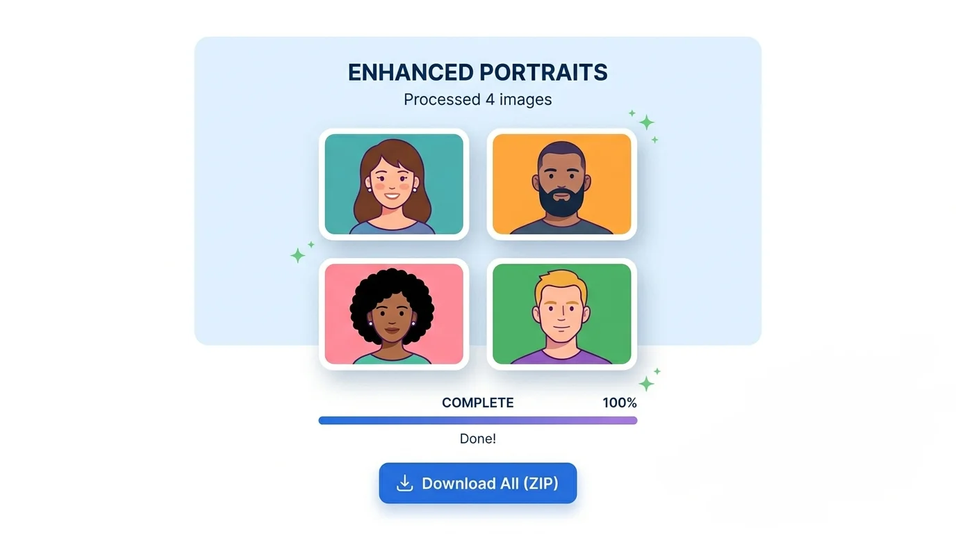 Batch enhance multiple images and download as ZIP