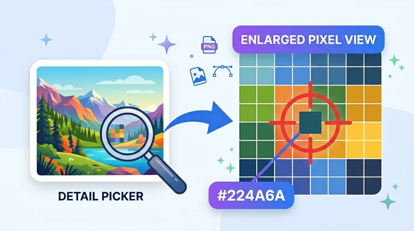 Pixel zoom loupe of the image color picker