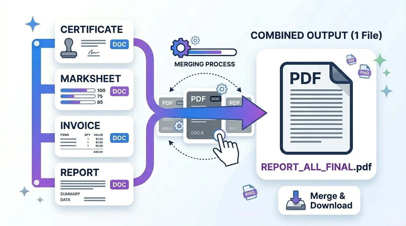 Combine documents to merge PDF files in order