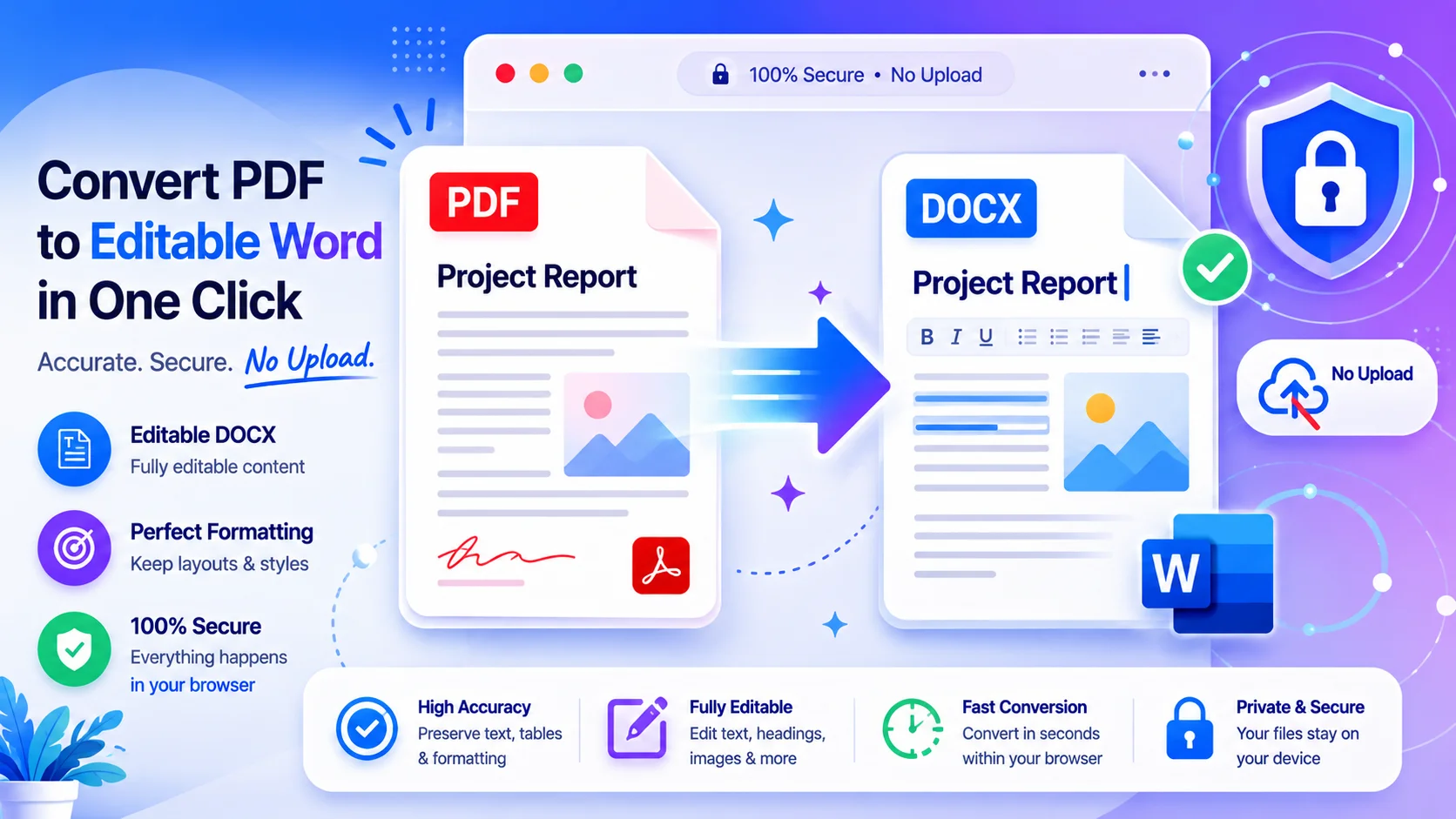 Convert PDF to Word without uploading in your browser