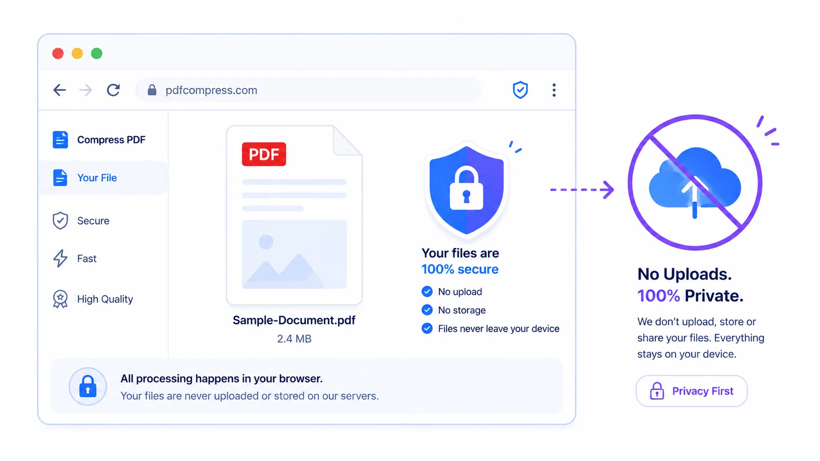 Private PDF compressor that works without uploading