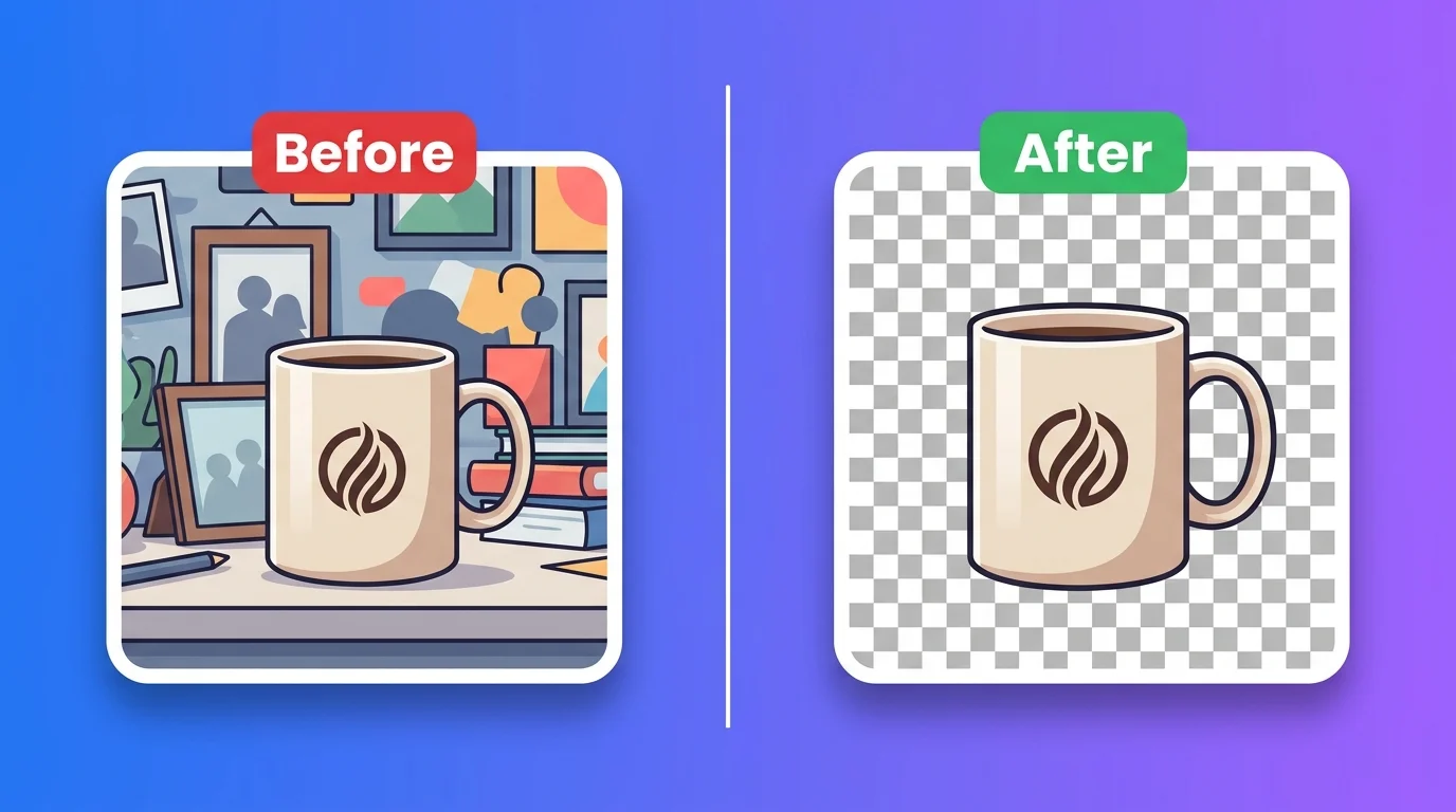 Before and after removing background from image