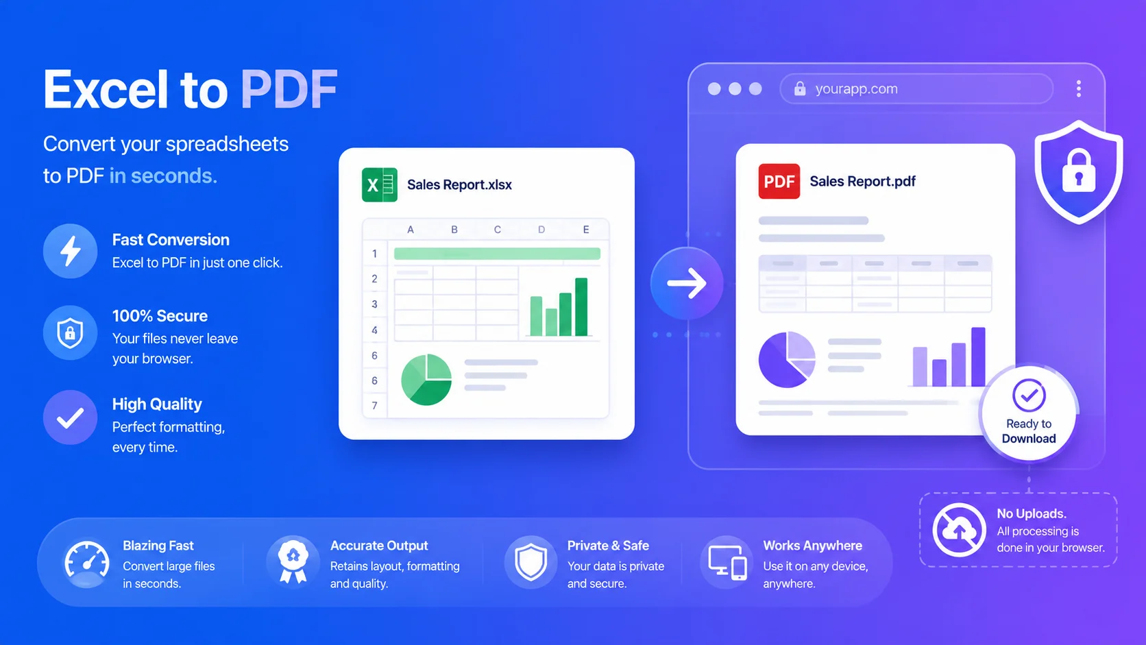 Convert Excel to PDF without uploading in your browser