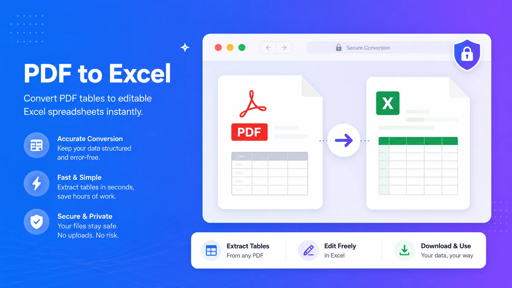 Convert PDF to Excel without uploading in your browser