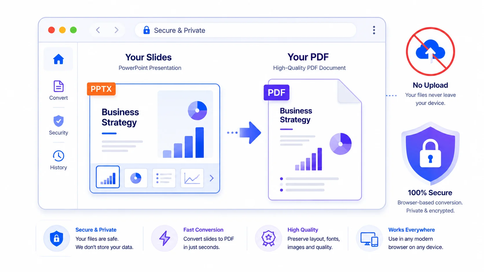Private PowerPoint to PDF converter that works without uploading
