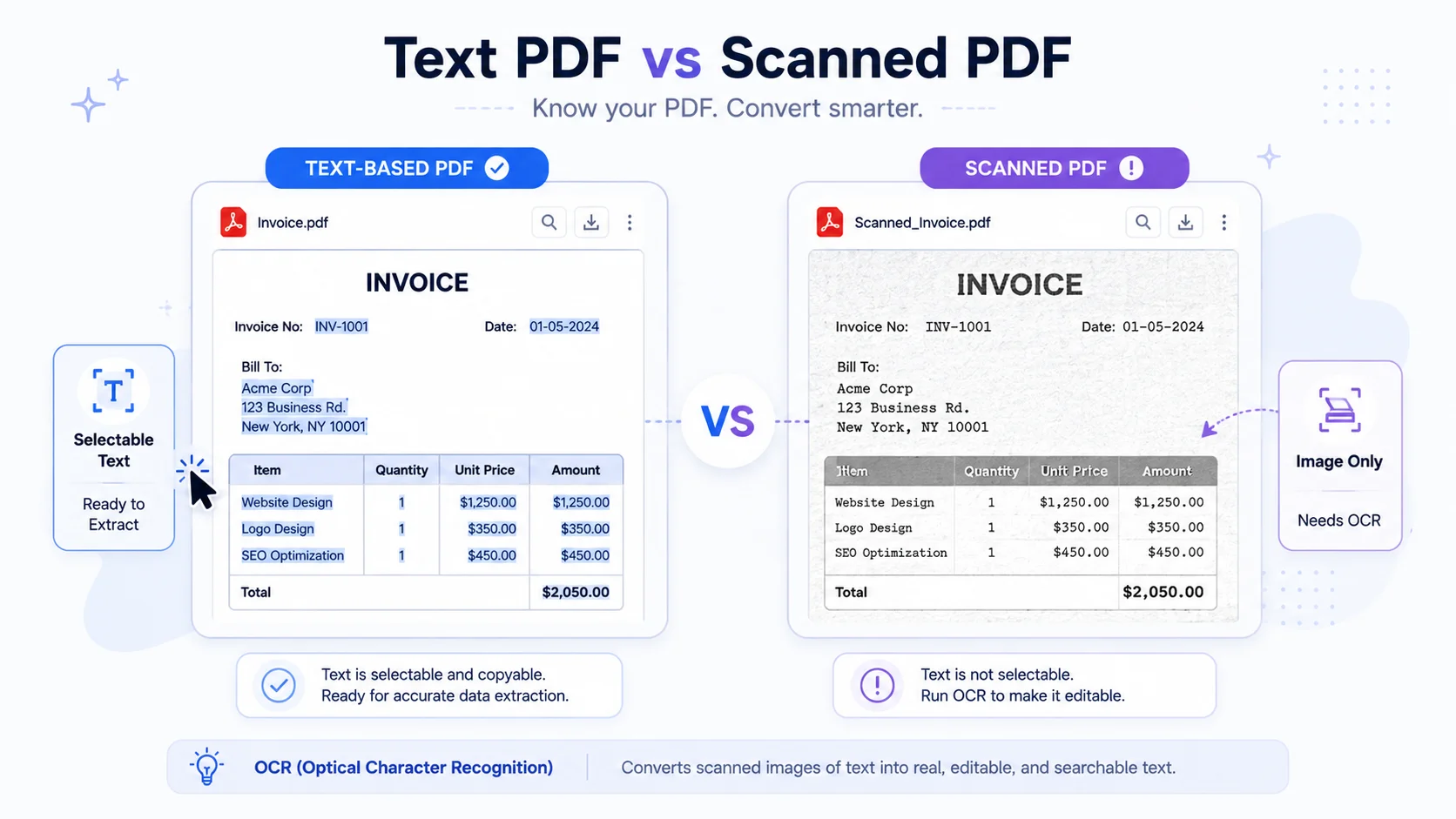 PDF to Excel without uploading works on text-based PDFs